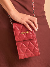 Mini Bolsa em Couro Matelassê Vermelho